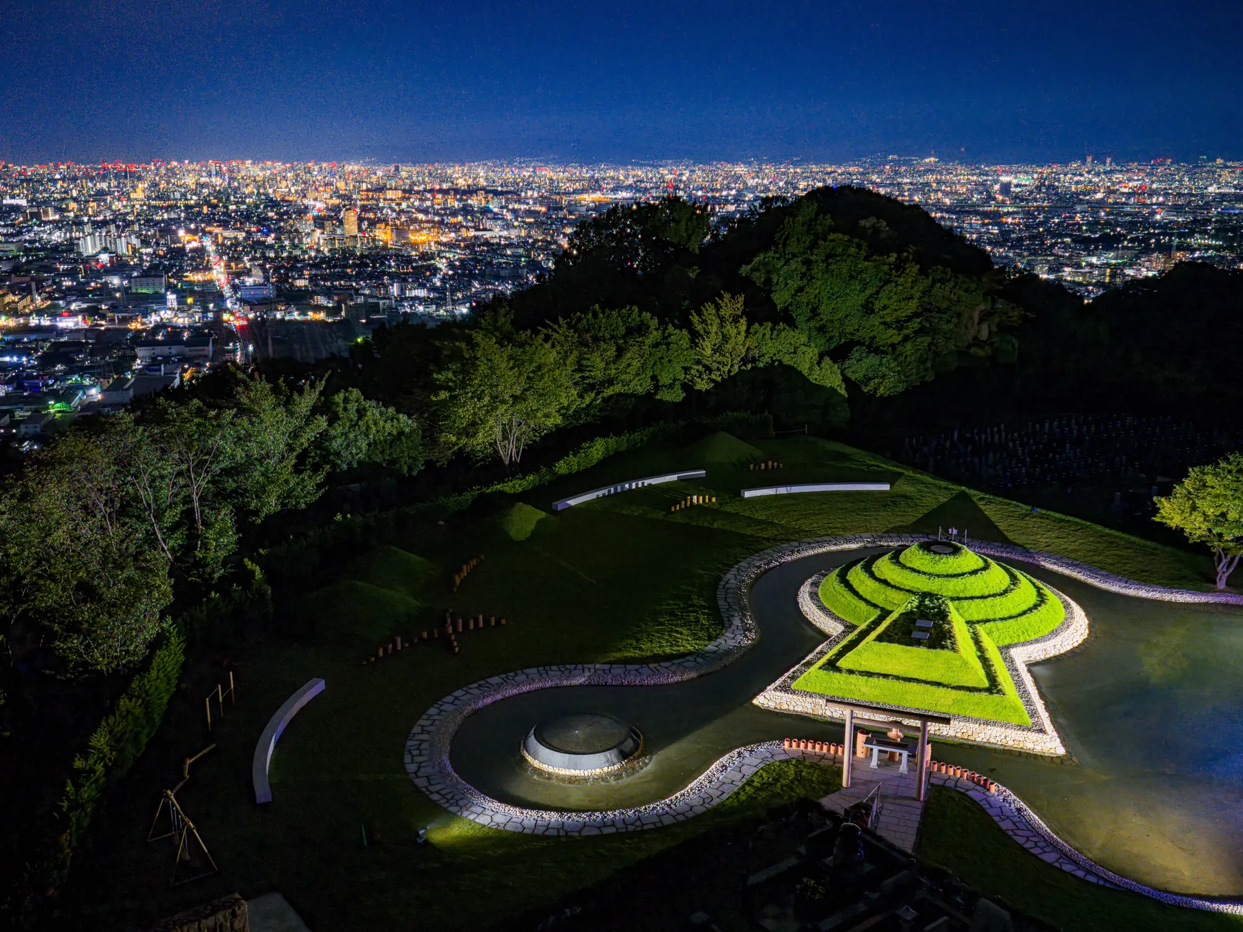 AERIAL — Night view